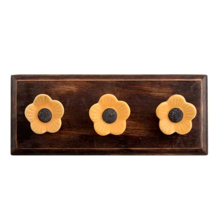 Mustard Daffodils Ceramic Wooden Hook